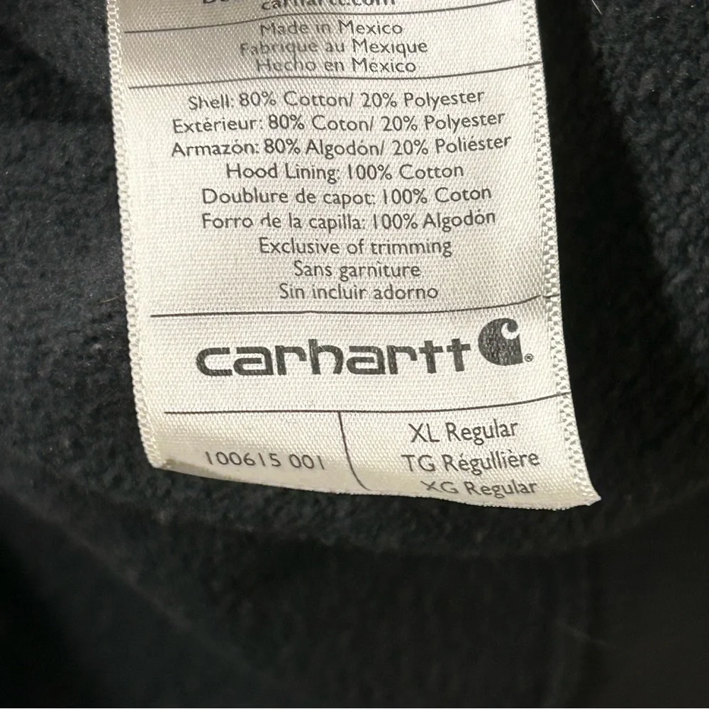 Carhartt Hoodie‎ Mens XL Black Faded Original Fit Distressed 100615 001 Pullover